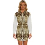 Opulent Essence Print Womens Long Sleeve Shirt Dress