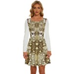 Opulent Essence Print Long Sleeve Wide Neck Velvet Dress