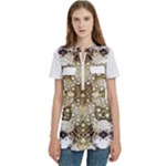 Opulent Essence Print Women s Zip Front V-Neck Short Sleeve Casual Top Pocket Shirt