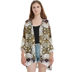 Open Front 3/4 Sleeve Batwing Chiffon Cardigan Kimono 