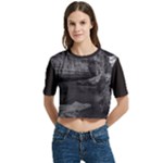 Timeless Shores, Las grutas beach, Rio negro, Argentina Women s Round Neck Short Sleeve Crop Top