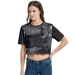 Women s Round Neck Short Sleeve Crop Top 