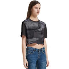 Women s Round Neck Short Sleeve Crop Top 