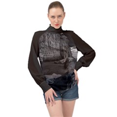 High Neck Long Sleeve Chiffon Top 