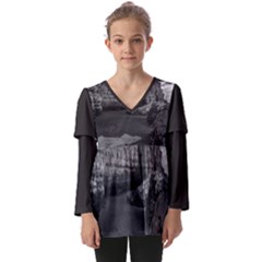 Kids  V Neck Casual Top 