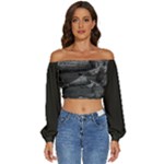 Timeless Shores, Las grutas beach, Rio negro, Argentina Long Sleeve Crinkled Weave Crop Top