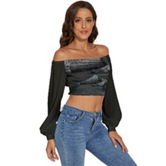 Long Sleeve Crinkled Weave Crop Top 