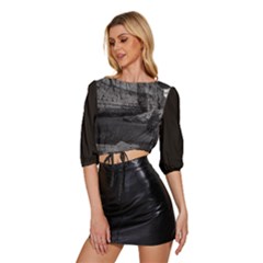 Mid Sleeve Drawstring Hem Top 