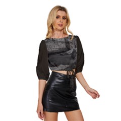 Mid Sleeve Drawstring Hem Top 