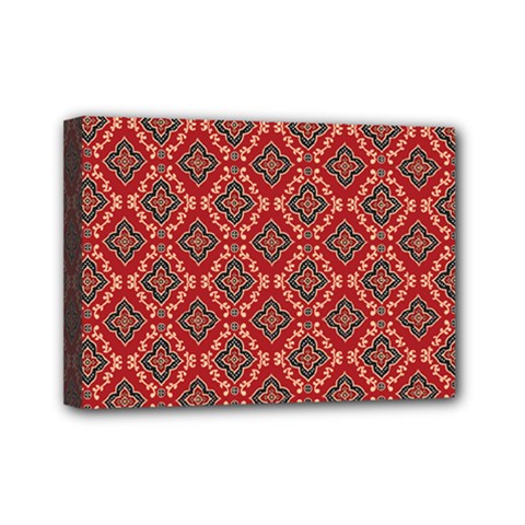 Illustrations Ajrak Abstract Design Pattern Mini Canvas 7  x 5  (Stretched) from ArtsNow.com