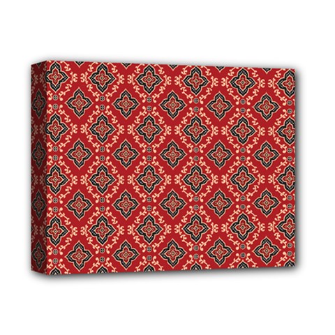 Illustrations Ajrak Abstract Design Pattern Deluxe Canvas 14  x 11  (Stretched) from ArtsNow.com