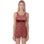 Illustrations Ajrak Abstract Design Pattern One Piece Boyleg Swimsuit