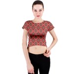 Illustrations Ajrak Abstract Design Pattern Crew Neck Crop Top