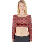 Illustrations Ajrak Abstract Design Pattern Long Sleeve Crop Top