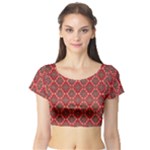 Illustrations Ajrak Abstract Design Pattern Short Sleeve Crop Top