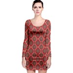 Illustrations Ajrak Abstract Design Pattern Long Sleeve Bodycon Dress