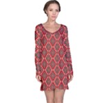 Illustrations Ajrak Abstract Design Pattern Long Sleeve Nightdress