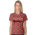 Illustrations Ajrak Abstract Design Pattern V-Neck Sport Mesh T-Shirt