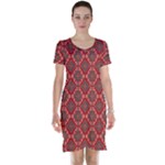 Illustrations Ajrak Abstract Design Pattern Short Sleeve Nightdress