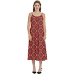 Illustrations Ajrak Abstract Design Pattern Casual Spaghetti Strap Midi Dress