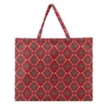 Illustrations Ajrak Abstract Design Pattern Zipper Large Tote Bag