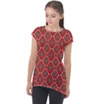 Illustrations Ajrak Abstract Design Pattern Cap Sleeve High Low Top