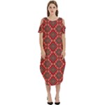 Illustrations Ajrak Abstract Design Pattern Cold Shoulder Loose Fit Dress With Pockets