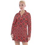 Illustrations Ajrak Abstract Design Pattern Women s Long Sleeve Casual Dress