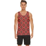 Illustrations Ajrak Abstract Design Pattern Men s Wide Collar Tank Top