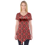 Illustrations Ajrak Abstract Design Pattern Short Sleeve Tunic 