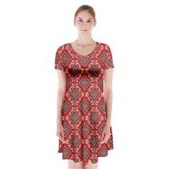 Illustrations Ajrak Abstract Design Pattern Short Sleeve V