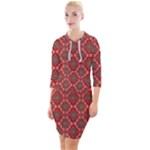 Illustrations Ajrak Abstract Design Pattern Quarter Sleeve Hood Bodycon Dress