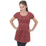 Illustrations Ajrak Abstract Design Pattern Puff Sleeve Tunic Top