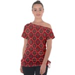 Illustrations Ajrak Abstract Design Pattern Off Shoulder Tie-Up T-Shirt