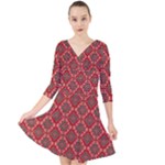 Illustrations Ajrak Abstract Design Pattern Quarter Sleeve Front Wrap Dress