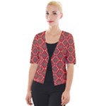 Illustrations Ajrak Abstract Design Pattern Cropped Button Cardigan