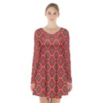 Illustrations Ajrak Abstract Design Pattern Long Sleeve Velvet V-neck Dress