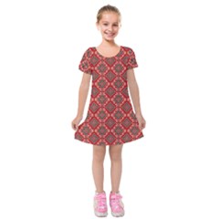 Illustrations Ajrak Abstract Design Pattern Kids  Short Sleeve Velvet Dress from ArtsNow.com