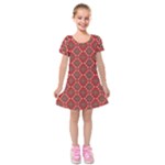 Illustrations Ajrak Abstract Design Pattern Kids  Short Sleeve Velvet Dress