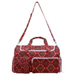 Illustrations Ajrak Abstract Design Pattern Sports Gym Duffle Bag with Shoe Compartment