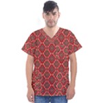 Illustrations Ajrak Abstract Design Pattern Men s V-Neck Scrub Top