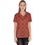 Illustrations Ajrak Abstract Design Pattern Women s V-Neck Scrub Top