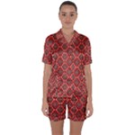 Illustrations Ajrak Abstract Design Pattern Satin Short Sleeve Pajamas Set