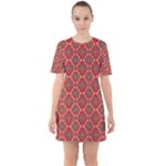 Illustrations Ajrak Abstract Design Pattern Sixties Short Sleeve Mini Dress