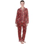 Illustrations Ajrak Abstract Design Pattern Women s Long Sleeve Satin Pajamas Set	