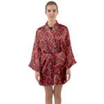 Illustrations Ajrak Abstract Design Pattern Long Sleeve Satin Kimono