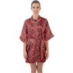 Illustrations Ajrak Abstract Design Pattern Half Sleeve Satin Kimono 