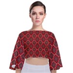 Illustrations Ajrak Abstract Design Pattern Tie Back Butterfly Sleeve Chiffon Top