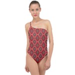 Illustrations Ajrak Abstract Design Pattern Classic One Shoulder Swimsuit