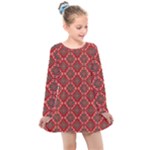 Illustrations Ajrak Abstract Design Pattern Kids  Long Sleeve Dress